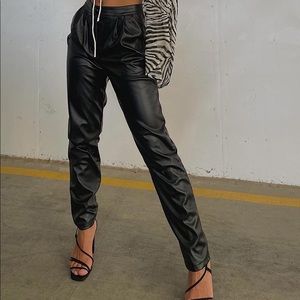 CUTE PRINCESS POLLY LOVE CLUB BLACK LEATHER PANTS